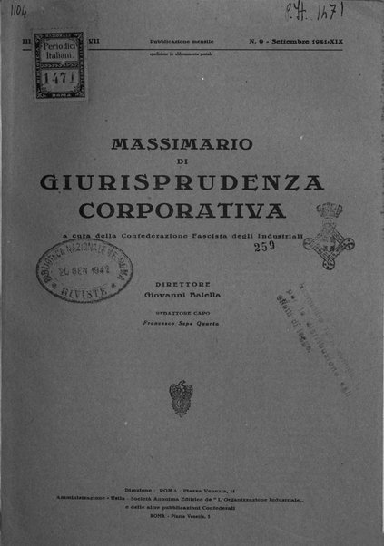 Massimario di giurisprudenza corporativa