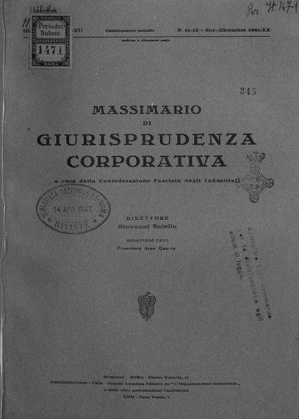 Massimario di giurisprudenza corporativa