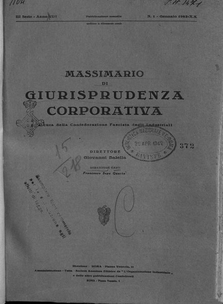 Massimario di giurisprudenza corporativa