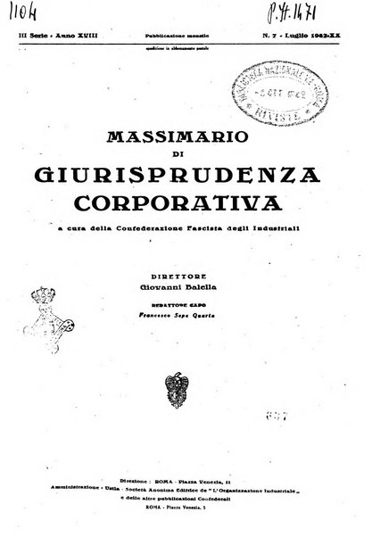 Massimario di giurisprudenza corporativa