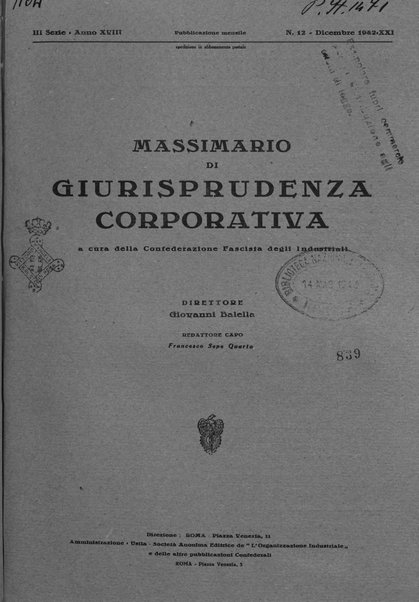 Massimario di giurisprudenza corporativa