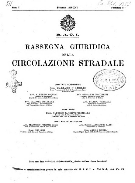 Rassegna giuridica della circolazione stradale nuova serie della Giustizia automobilistica