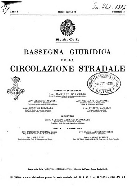 Rassegna giuridica della circolazione stradale nuova serie della Giustizia automobilistica