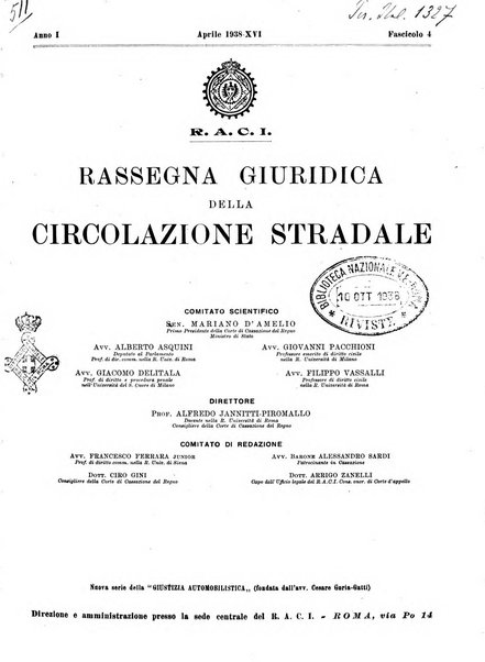 Rassegna giuridica della circolazione stradale nuova serie della Giustizia automobilistica