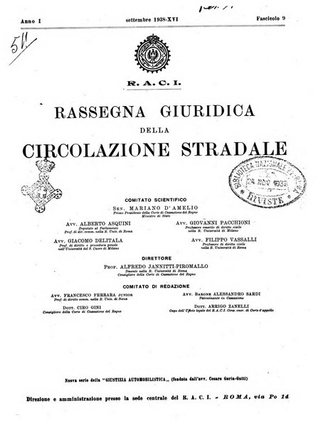 Rassegna giuridica della circolazione stradale nuova serie della Giustizia automobilistica