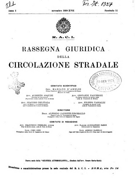 Rassegna giuridica della circolazione stradale nuova serie della Giustizia automobilistica