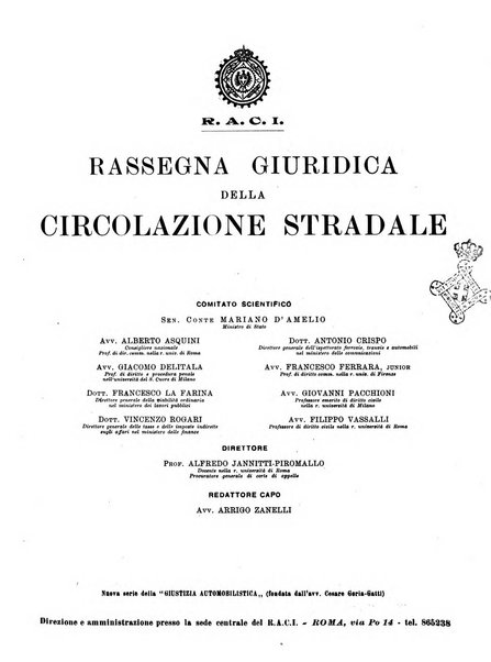 Rassegna giuridica della circolazione stradale nuova serie della Giustizia automobilistica