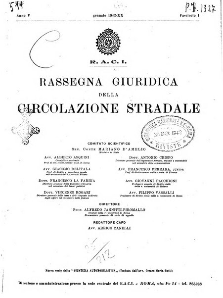 Rassegna giuridica della circolazione stradale nuova serie della Giustizia automobilistica