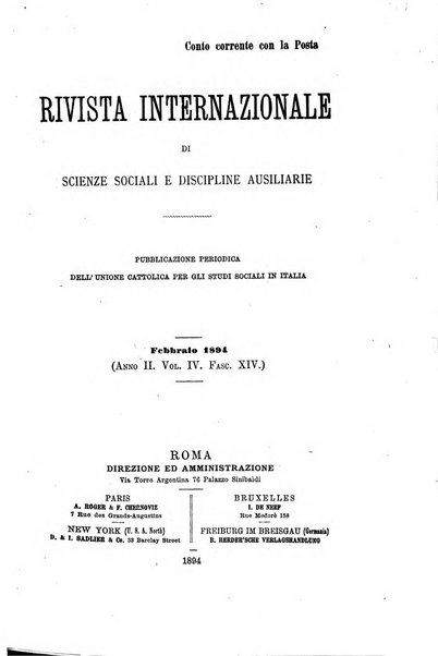 Rivista internazionale di scienze sociali e discipline ausiliarie pubblicazione periodica dell'Unione cattolica per gli studi sociali in Italia