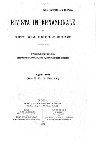 Rivista internazionale di scienze sociali e discipline ausiliarie pubblicazione periodica dell'Unione cattolica per gli studi sociali in Italia