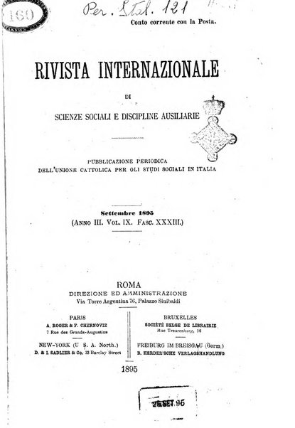 Rivista internazionale di scienze sociali e discipline ausiliarie pubblicazione periodica dell'Unione cattolica per gli studi sociali in Italia