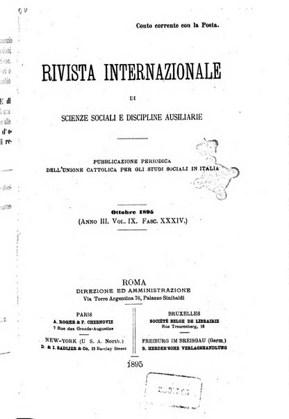 Rivista internazionale di scienze sociali e discipline ausiliarie pubblicazione periodica dell'Unione cattolica per gli studi sociali in Italia