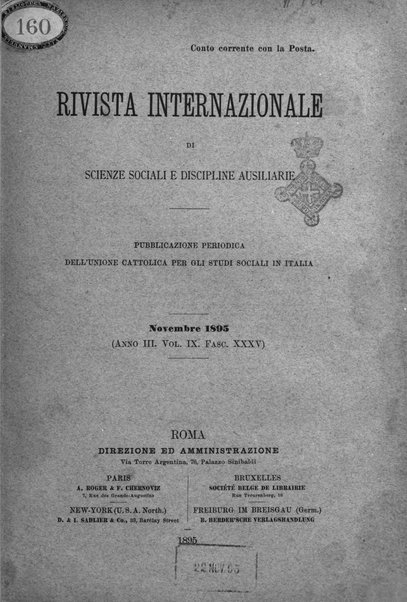 Rivista internazionale di scienze sociali e discipline ausiliarie pubblicazione periodica dell'Unione cattolica per gli studi sociali in Italia