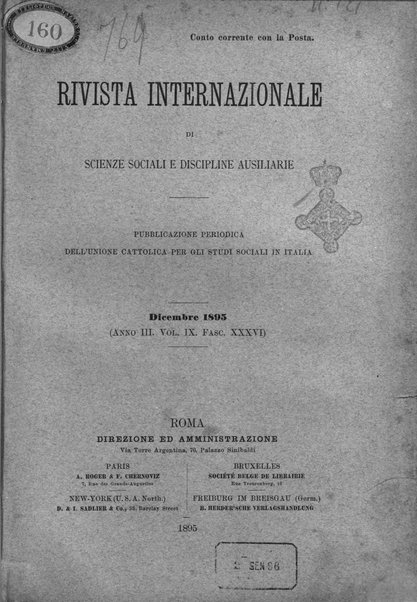 Rivista internazionale di scienze sociali e discipline ausiliarie pubblicazione periodica dell'Unione cattolica per gli studi sociali in Italia