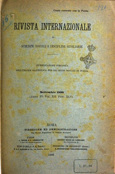 Rivista internazionale di scienze sociali e discipline ausiliarie pubblicazione periodica dell'Unione cattolica per gli studi sociali in Italia