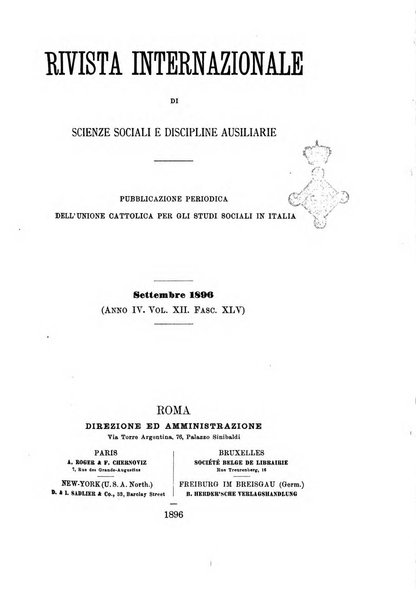 Rivista internazionale di scienze sociali e discipline ausiliarie pubblicazione periodica dell'Unione cattolica per gli studi sociali in Italia