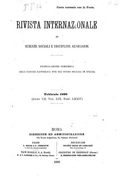 Rivista internazionale di scienze sociali e discipline ausiliarie pubblicazione periodica dell'Unione cattolica per gli studi sociali in Italia