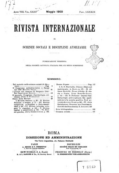 Rivista internazionale di scienze sociali e discipline ausiliarie pubblicazione periodica dell'Unione cattolica per gli studi sociali in Italia