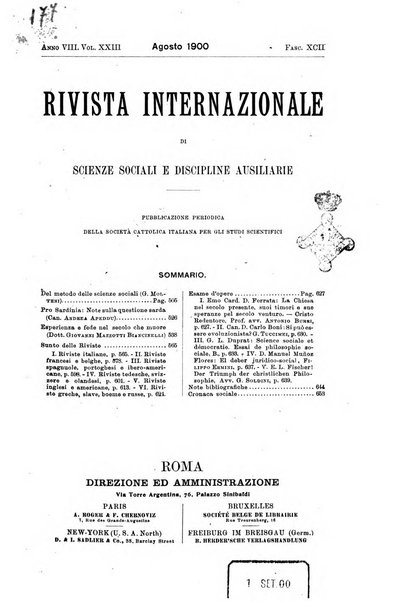 Rivista internazionale di scienze sociali e discipline ausiliarie pubblicazione periodica dell'Unione cattolica per gli studi sociali in Italia