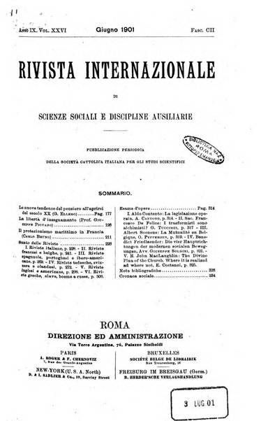 Rivista internazionale di scienze sociali e discipline ausiliarie pubblicazione periodica dell'Unione cattolica per gli studi sociali in Italia