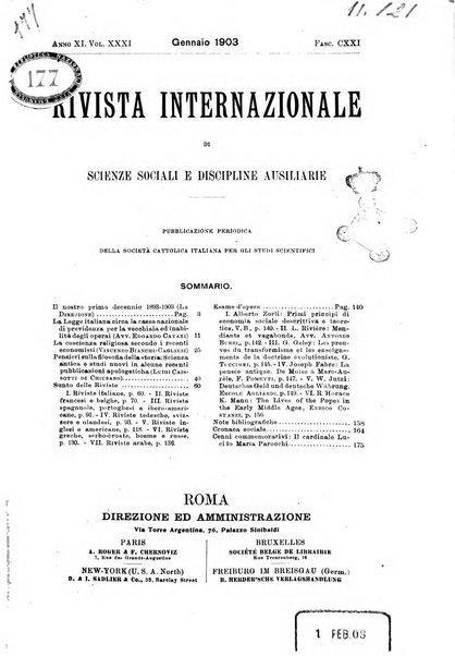 Rivista internazionale di scienze sociali e discipline ausiliarie pubblicazione periodica dell'Unione cattolica per gli studi sociali in Italia