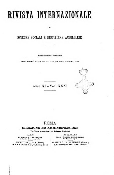 Rivista internazionale di scienze sociali e discipline ausiliarie pubblicazione periodica dell'Unione cattolica per gli studi sociali in Italia