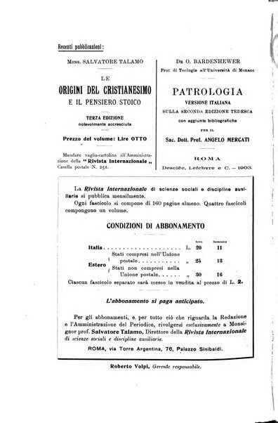 Rivista internazionale di scienze sociali e discipline ausiliarie pubblicazione periodica dell'Unione cattolica per gli studi sociali in Italia