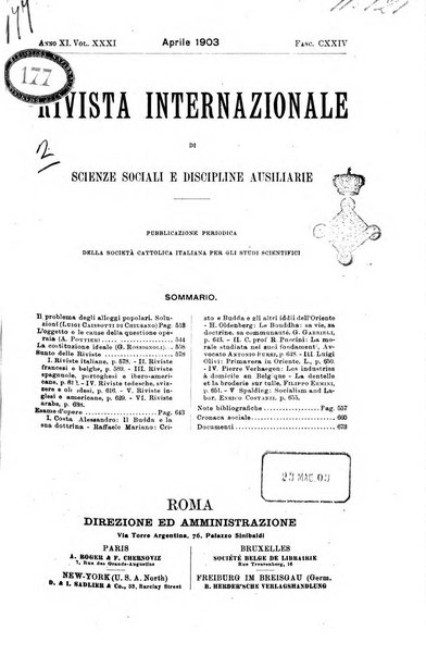 Rivista internazionale di scienze sociali e discipline ausiliarie pubblicazione periodica dell'Unione cattolica per gli studi sociali in Italia