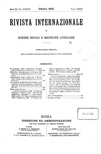 Rivista internazionale di scienze sociali e discipline ausiliarie pubblicazione periodica dell'Unione cattolica per gli studi sociali in Italia