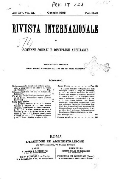 Rivista internazionale di scienze sociali e discipline ausiliarie pubblicazione periodica dell'Unione cattolica per gli studi sociali in Italia