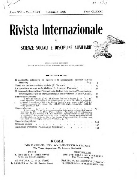 Rivista internazionale di scienze sociali e discipline ausiliarie pubblicazione periodica dell'Unione cattolica per gli studi sociali in Italia