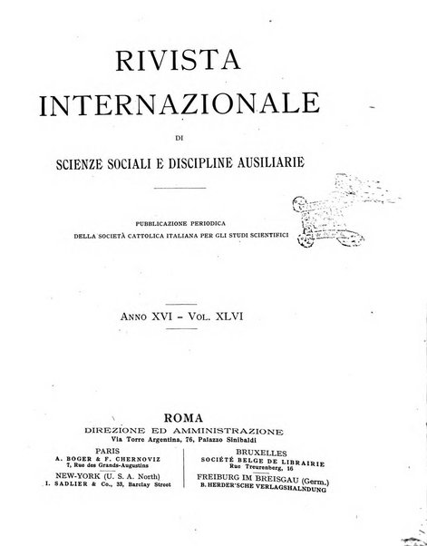 Rivista internazionale di scienze sociali e discipline ausiliarie pubblicazione periodica dell'Unione cattolica per gli studi sociali in Italia