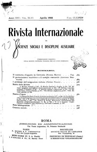 Rivista internazionale di scienze sociali e discipline ausiliarie pubblicazione periodica dell'Unione cattolica per gli studi sociali in Italia