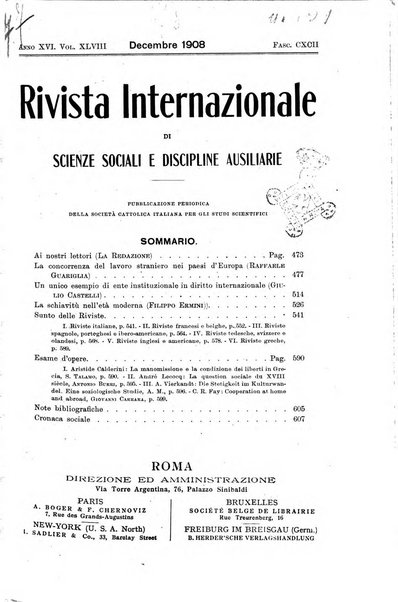 Rivista internazionale di scienze sociali e discipline ausiliarie pubblicazione periodica dell'Unione cattolica per gli studi sociali in Italia