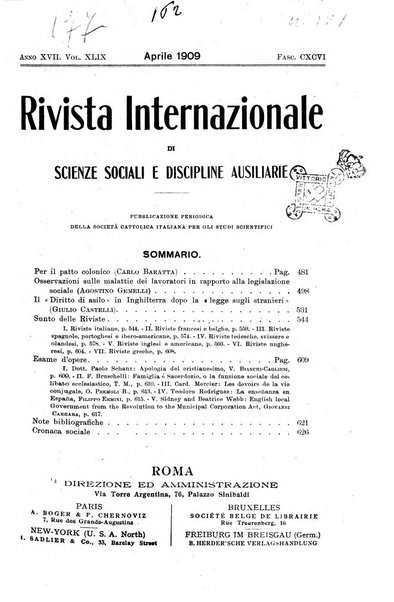 Rivista internazionale di scienze sociali e discipline ausiliarie pubblicazione periodica dell'Unione cattolica per gli studi sociali in Italia