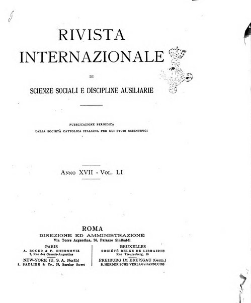 Rivista internazionale di scienze sociali e discipline ausiliarie pubblicazione periodica dell'Unione cattolica per gli studi sociali in Italia