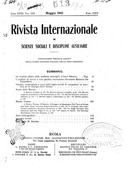 Rivista internazionale di scienze sociali e discipline ausiliarie pubblicazione periodica dell'Unione cattolica per gli studi sociali in Italia