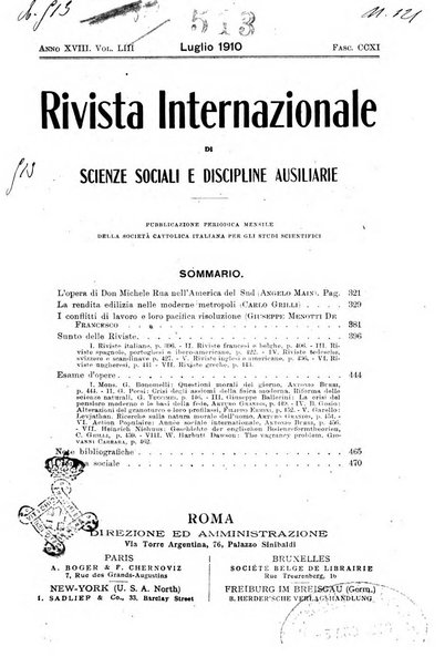 Rivista internazionale di scienze sociali e discipline ausiliarie pubblicazione periodica dell'Unione cattolica per gli studi sociali in Italia