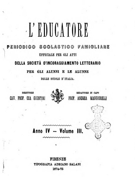 L'educatore Letture morali ricreative per la gioventù