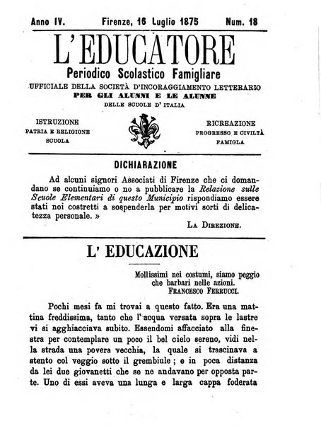 L'educatore Letture morali ricreative per la gioventù