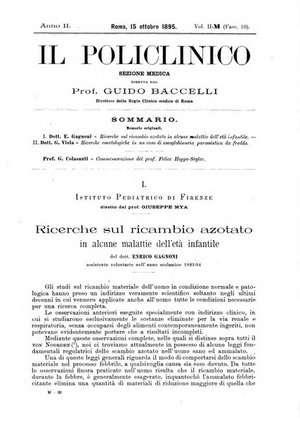 Il policlinico. Sezione medica