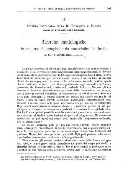 Il policlinico. Sezione medica