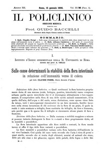 Il policlinico. Sezione medica