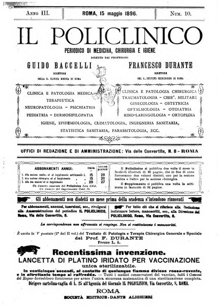 Il policlinico. Sezione medica