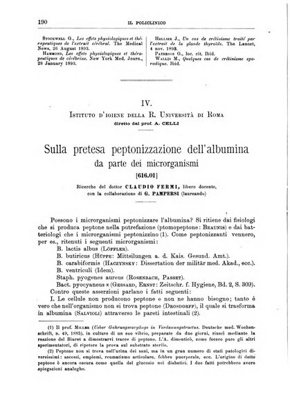 Il policlinico. Sezione medica