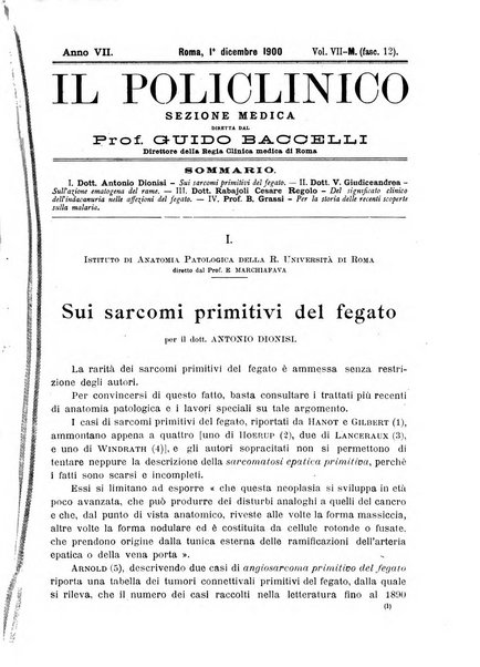 Il policlinico. Sezione medica