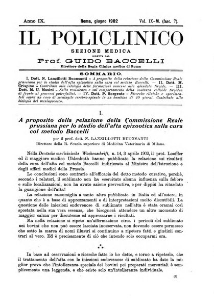 Il policlinico. Sezione medica