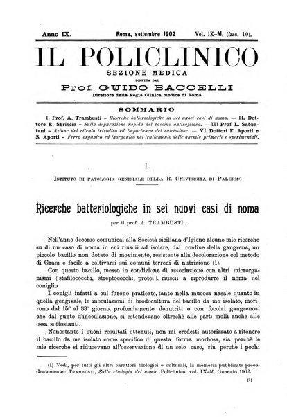 Il policlinico. Sezione medica