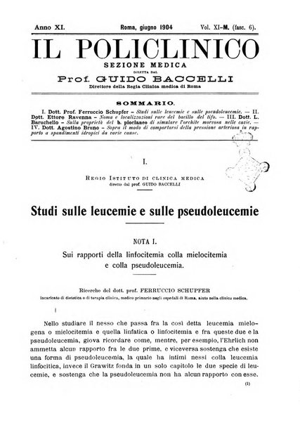 Il policlinico. Sezione medica