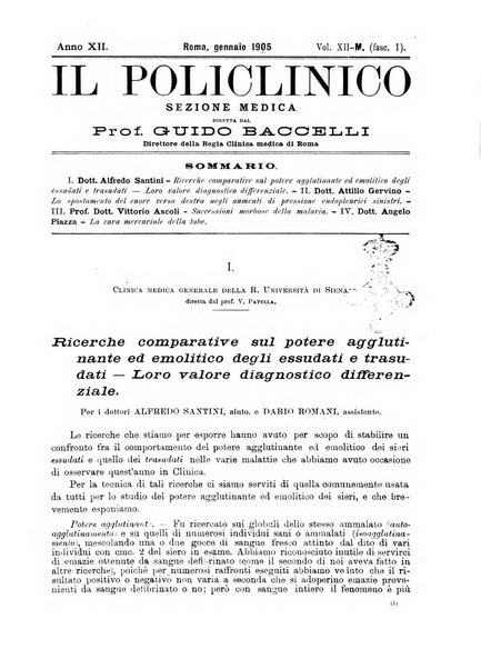 Il policlinico. Sezione medica